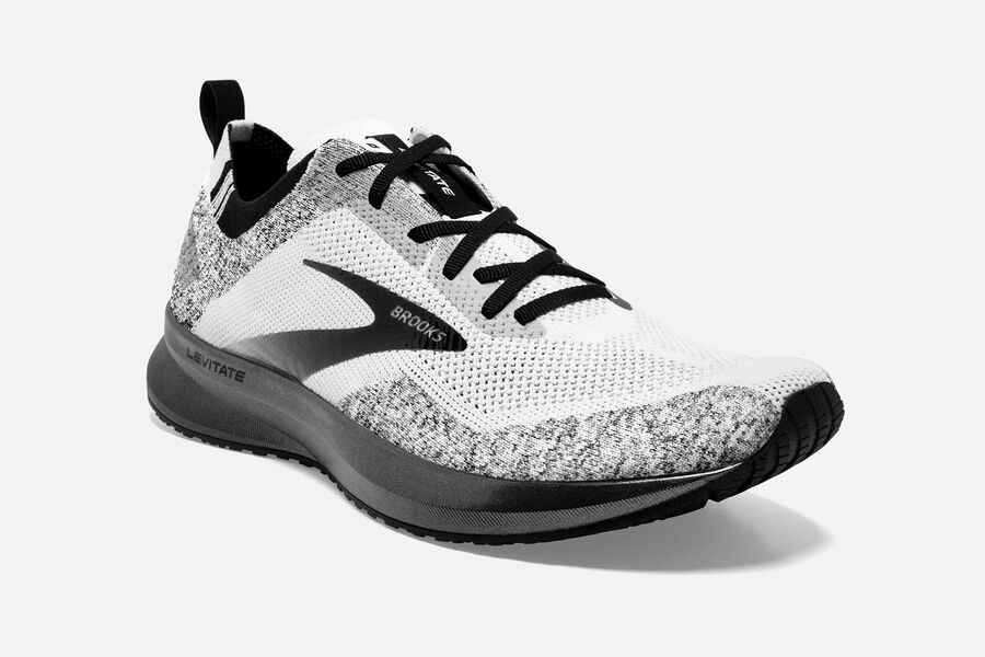 Brooks Running Shoes Mens White/Black - Levitate 4 Road - 7918-QDXHB